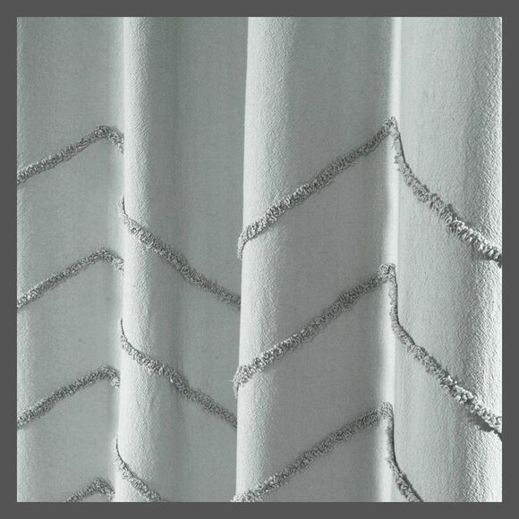 Lush Decor - Set of 2 84"x40" Chenille Chevron Rod Pocket Light Blue - Picture 4 of 4
